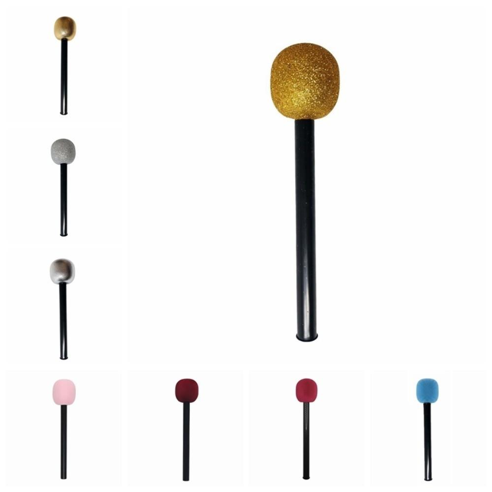 Gold Silver Glitter Toy Fake Mic Lightweight Plastic Singing Practice Toy Dance Club Decoration