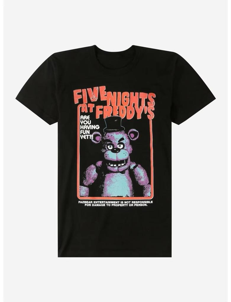 Five Nights At Freddys FNAF Мужская юмористическая футболка с графикой 2026 Новая хлопковая классическая с круглым вырезом с коротким рукавом Повседневная футболка