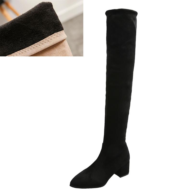 Thigh High Boots Women 2024 Winter Fashion Boots New Over Knee Boots Women Shoes Sexy High Heels Boots Red Warm Fur Black Boots