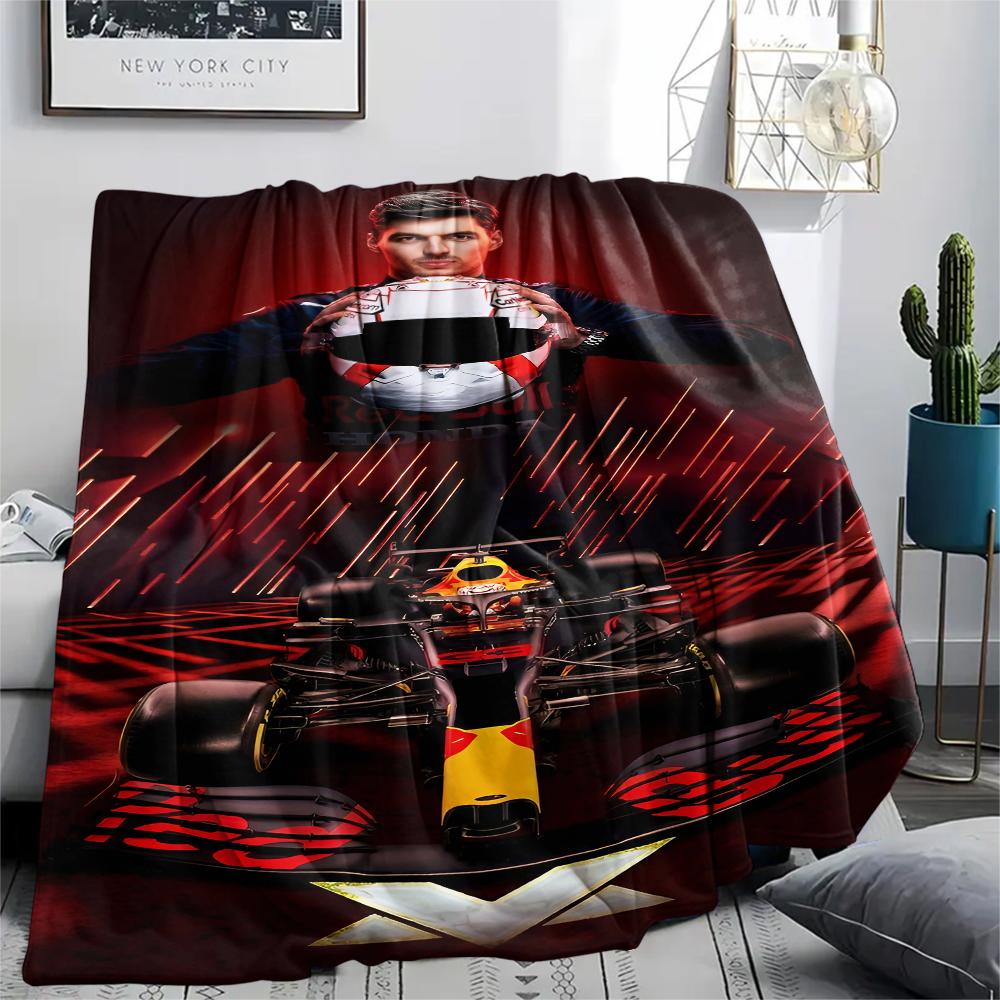 1 шт. Фланелевое одеяло с принтом Макса Ферстаппена, Высококачественное, Для всех сезонов, Декор для дома, Тепло и комфорт, Идеально для рождественских подарков