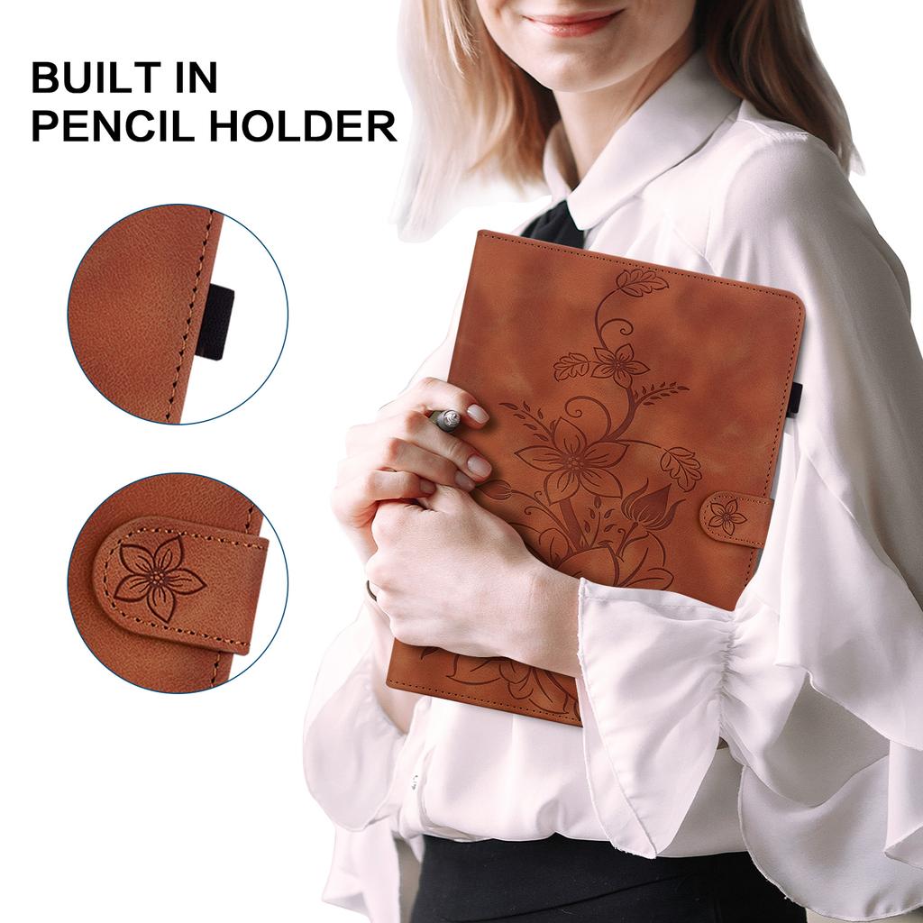 For Apple iPad Mini (2024) (Also Known As iPad Mini (A17 Pro)).PU Leather Exquisite Floral Embossed Design Tablet Case