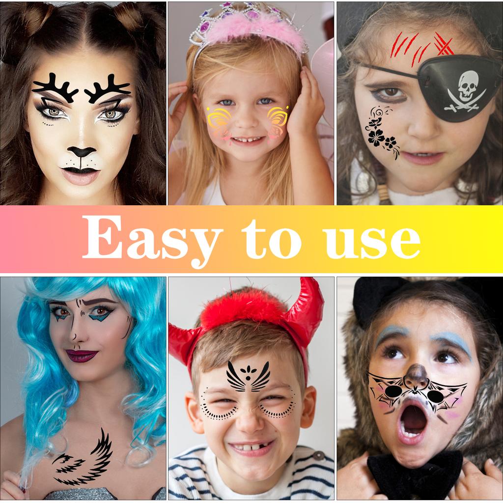25 Pieces Face Painting Stencils, Reusable Face Paint Templates Tattoo Stencils
