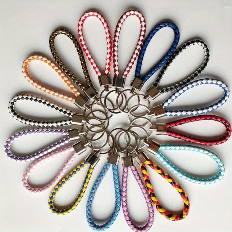 20pcs set of colorful woven PU keychains, woven straps, keychains, creative gifts, car keys, wallets, bags, mixed colors