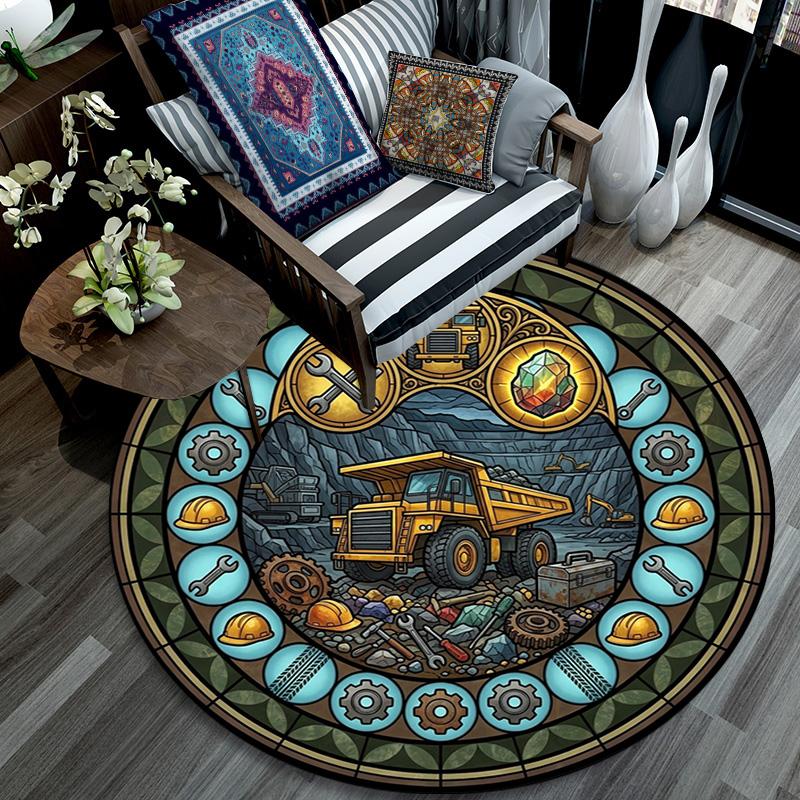 Fuel Transport Iconography Round Area Rug Under Office Chairs Bedroom Living Room Home Decor