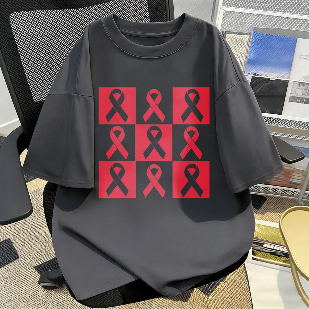 Checkerboard Awareness Symbol Short Sleeve Tshirt For Heart Disease Month Cardiology Nurse Gift Ashion Charity Campaign Tops
