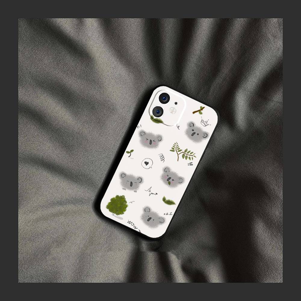 K-Koala Creative Cartoon Animation Phone Case For IPhone 17 Air 16 15 14 13 Pro Max 11 12 Black Silicone Cover
