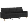 Vidaxl 3-Osobowa Sofa Z Poduszkami, Czarna, 180 Cm, Tkanina