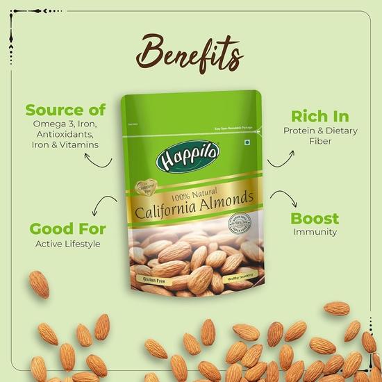 Happilo Premium Nuts Combo 400g (Premium Whole Cashews 200g & Californian Almonds 200g)