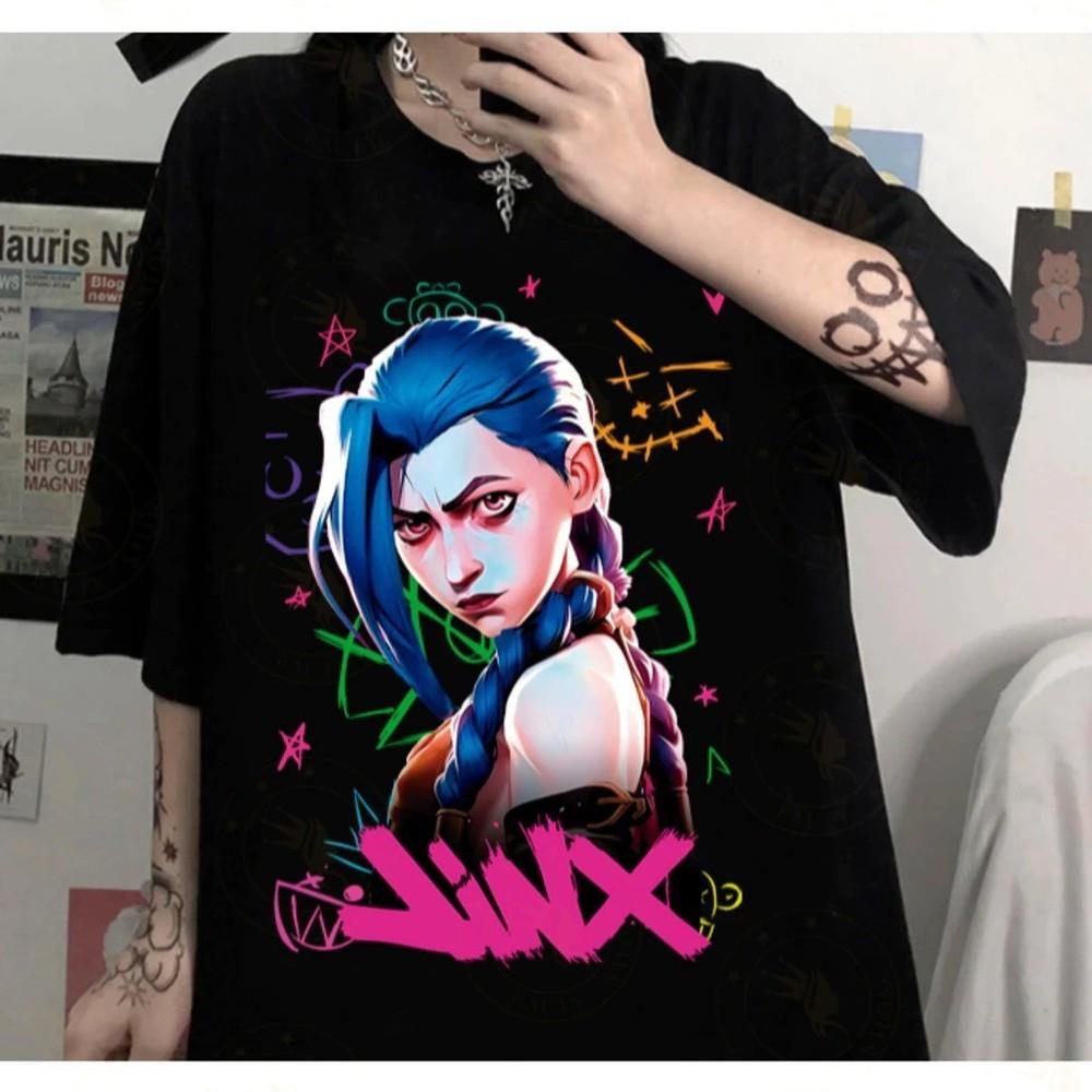 Графическая футболка Jinx Arcane Powder, унисекс, с коротким рукавом, размеры S-5XL, унисекс футболка