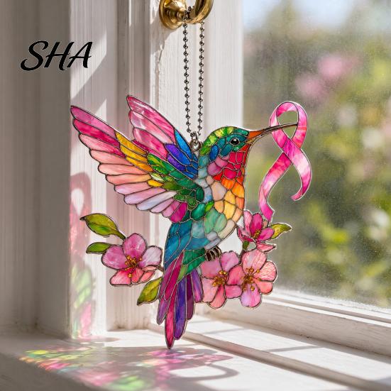 Acrylic Sun Catcher Hummingbird Catcher, Colorful Hanging Ornament, Red Bird Window Decor, Birthday Gift for Mom Wife Grandma Outdoor