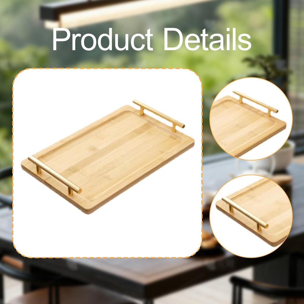 Поднос для сервировки Кофейный столик с металлическими ручками Прямоугольное блюдо Подносы для закусок для еды