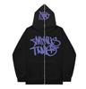 Men's new niche loose casual printed hooded zipper men's sweatshirt, cardigan, sweatshirt jacket.