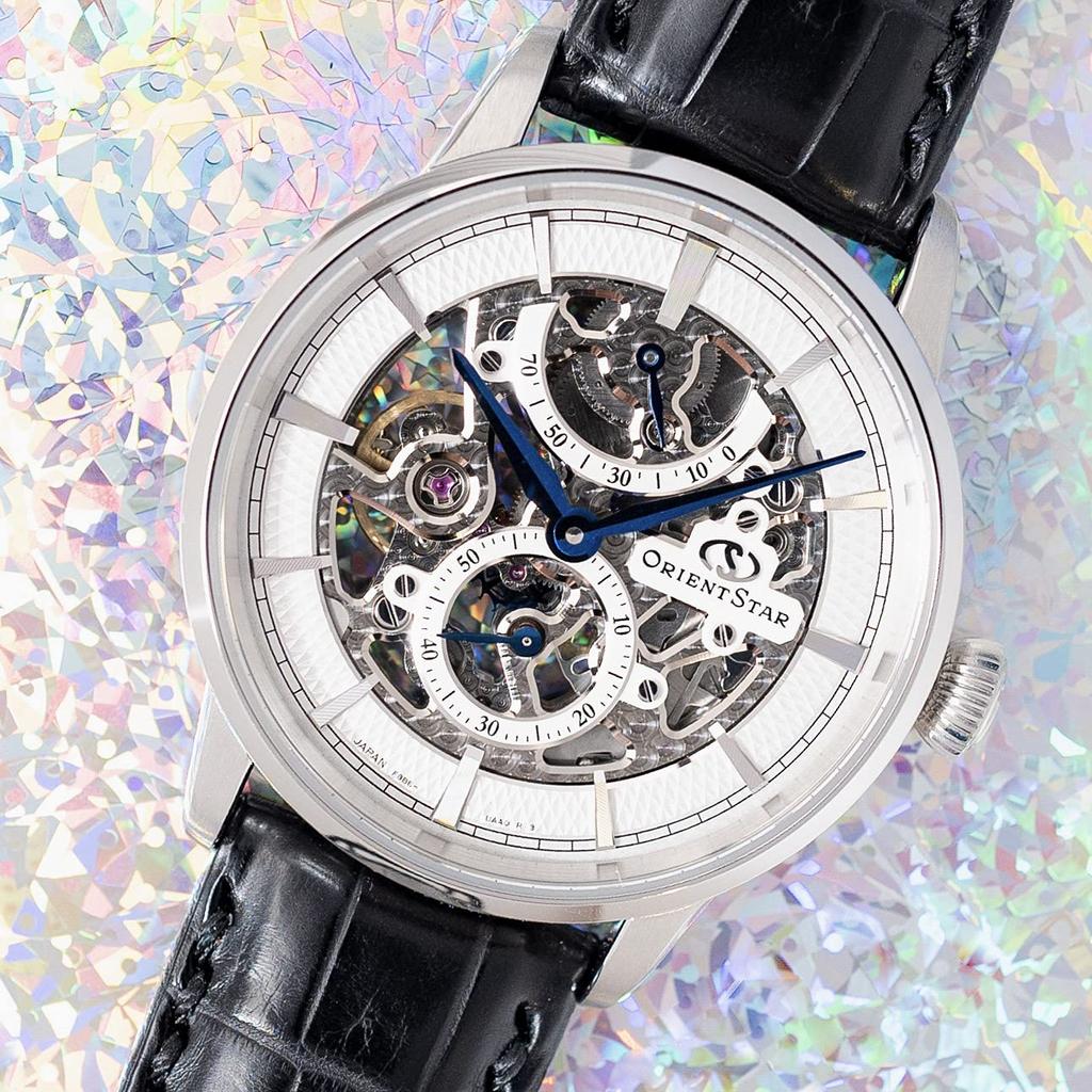 [Orient Star] Механические часы ORIENT STAR M45 F8 Skeleton с ручным заводом, сделано в Японии, 2 года гарантии отечественного производителя, RK-AZ0002S, мужские, серебристые