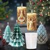 3D Christmas Tree Carving Pattern Cylindrical Elk Relief Cylinder Candle Silicone Diy Ornament Mold Candle Molds Christmas Gift