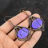 Серьги из чароита, медная проволочная обертка, медные украшения с драгоценными камнями, серьги ручной работы, проволочная обертка, висячие серьги, антикварные ювелирные изделия, подарок для жены