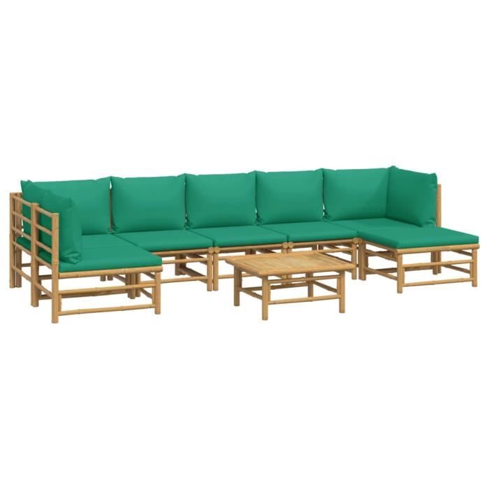 VidaXL Garden Lounge Set 8 Pcs with Green Bamboo Cushions 3155174