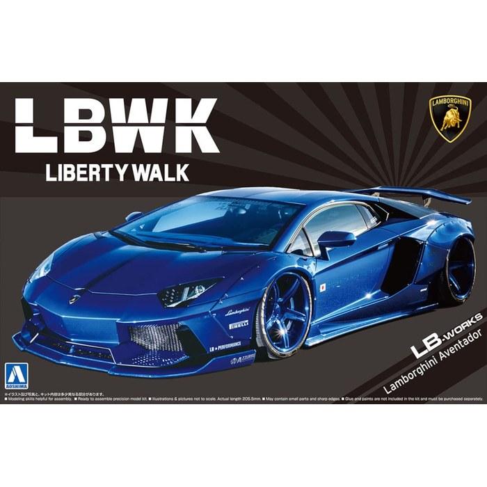 Aoshima 1/24 Liberty Walk Series No.18 LB Works Lamborghini Aventador Ver.2 Plastic Model Kit (Molded Color)