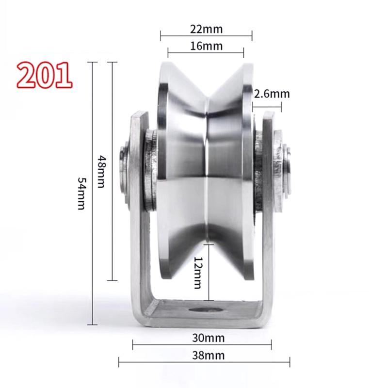 1 Piece U/V/H Shape Shower Door Pulley 201 Stainless Steel Sliding Door Roller Wheel Pulley With Bearing Furniture Accessories