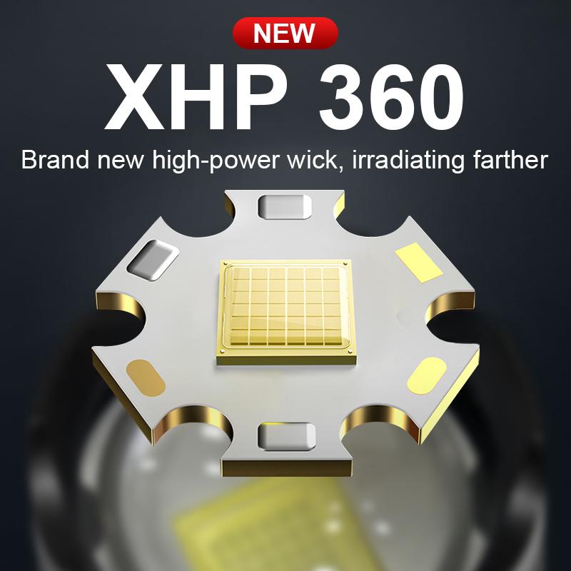 Сверхмощный фонарик XHP360 Высокомощный фонарик XHP50.2 Тип C перезаряжаемые светодиодные фонарики тактический фонарь для кемпинга