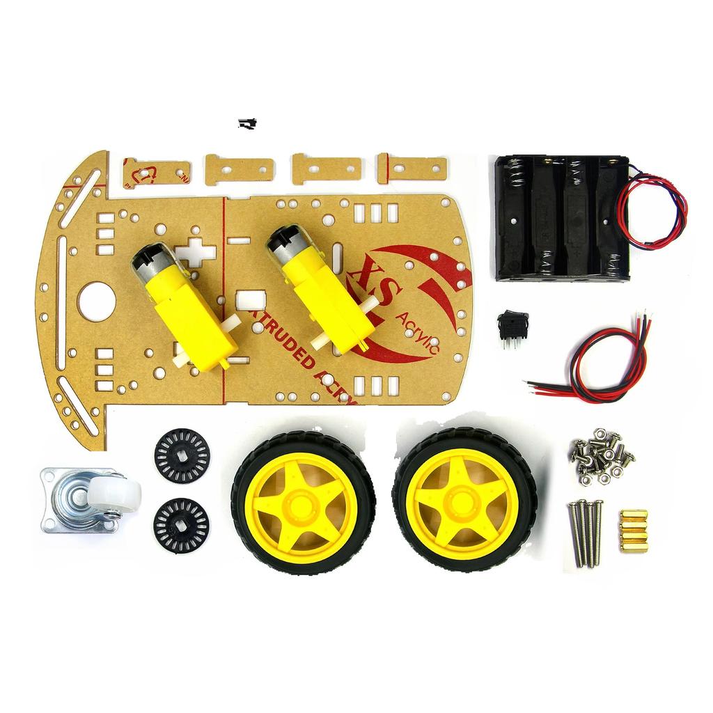 Шасси робота-вездехода с 2 ведущими моторами, комплект для Arduino DIY, с отсеком для батарей и энкодерами скорости
