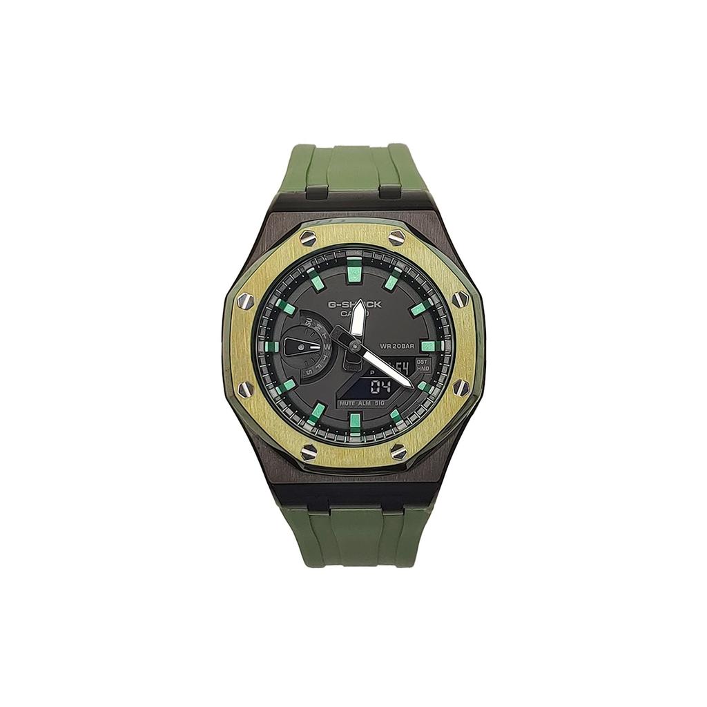 Casio Мужские часы с ЖК-дисплеем и аналоговым двойным дисплеем Серия Black GA-2100-1A1(Watch3--)