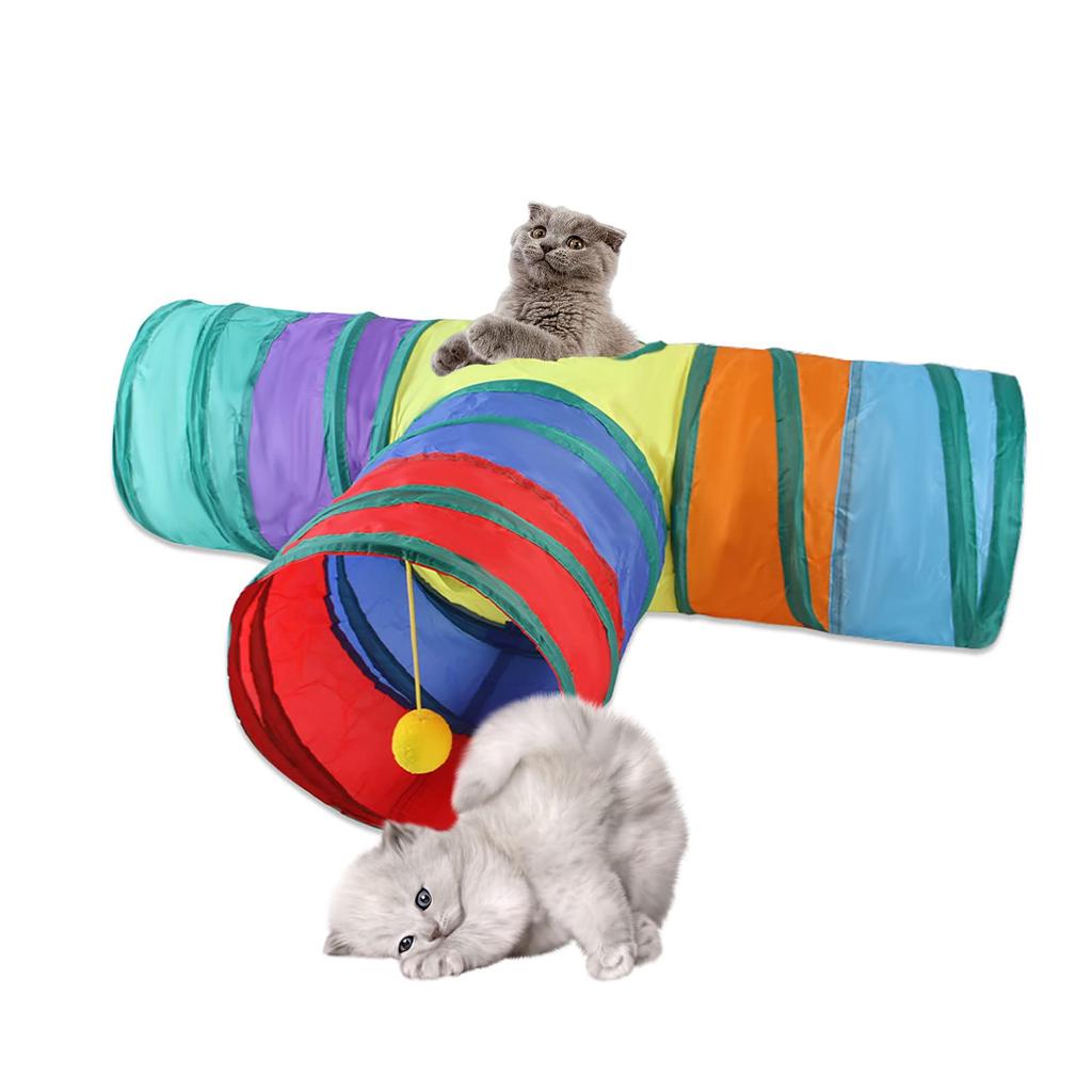 Cat Toys Cat Tunnel and Cat Cube Pop Up Collapsible Kitten Indoor Outdoor Toys-Collapsible 3 Way or 1wayCat Tube- for Cat, Puppy, Kitty, Kitten
