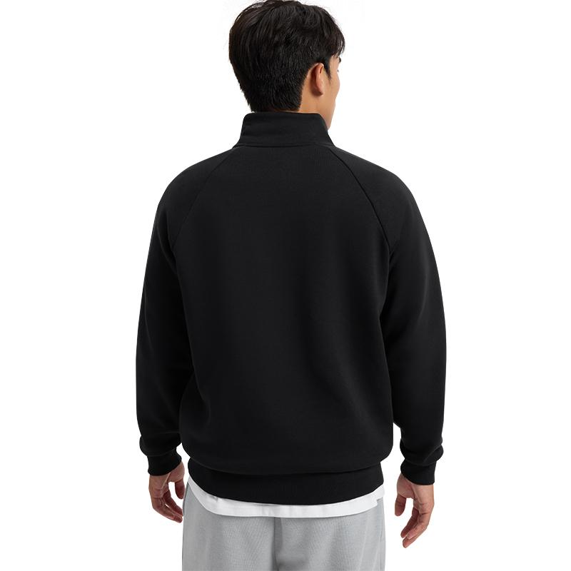 Under Armour UA Rival Mock Neck Logo Printed Soft Fit Raglan Long Sleeve Sweatshirt Men Sweatshirt Black 1386016-001