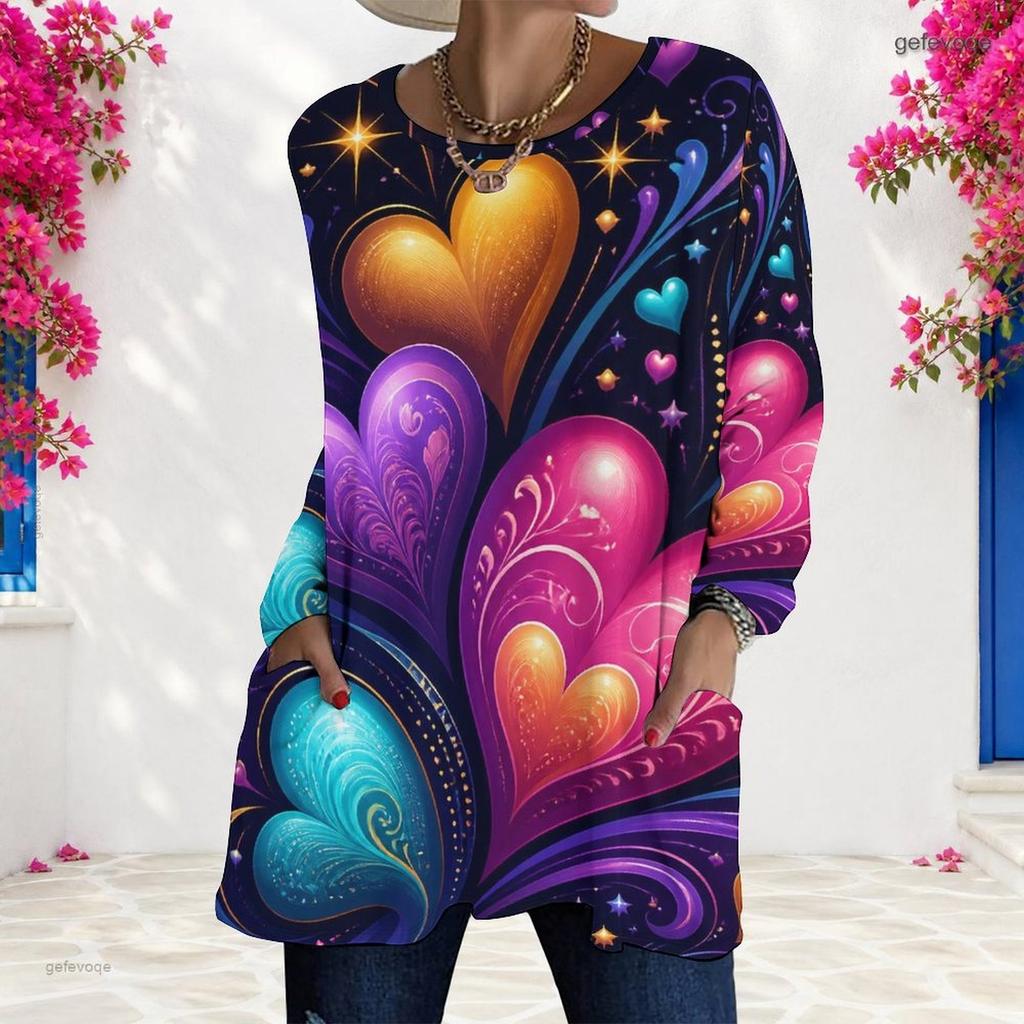 Womens Plus Size Long Sleeve Pocket T Shirt Loose Comfortable Leisure Daily Casual Top