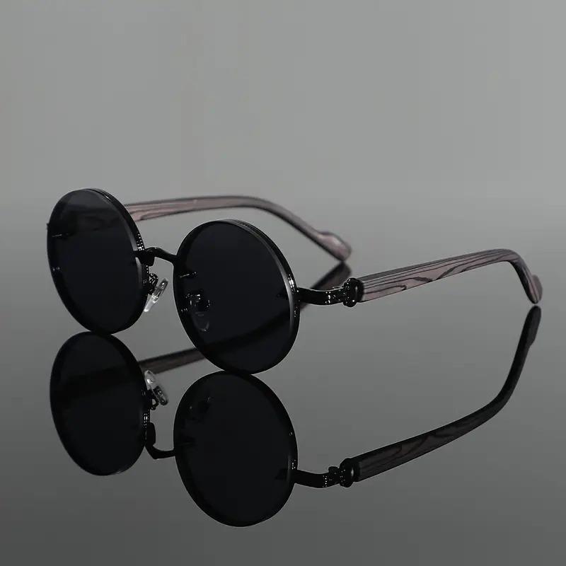 Мужские модные солнцезащитные очки в круглой оправе с дужками, имитирующими деревянное зерно, без оправы из металла для повседневной носки и отдыха