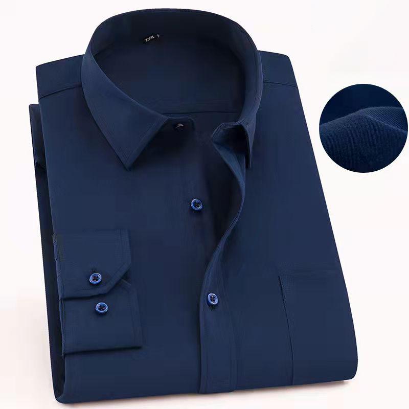 Мужские рубашки в стиле business casual Фиолетово-синие Хлопок Обычный крой Длинный рукав Классическая Клетка Полоска Клетка Рубашки для социальной работы