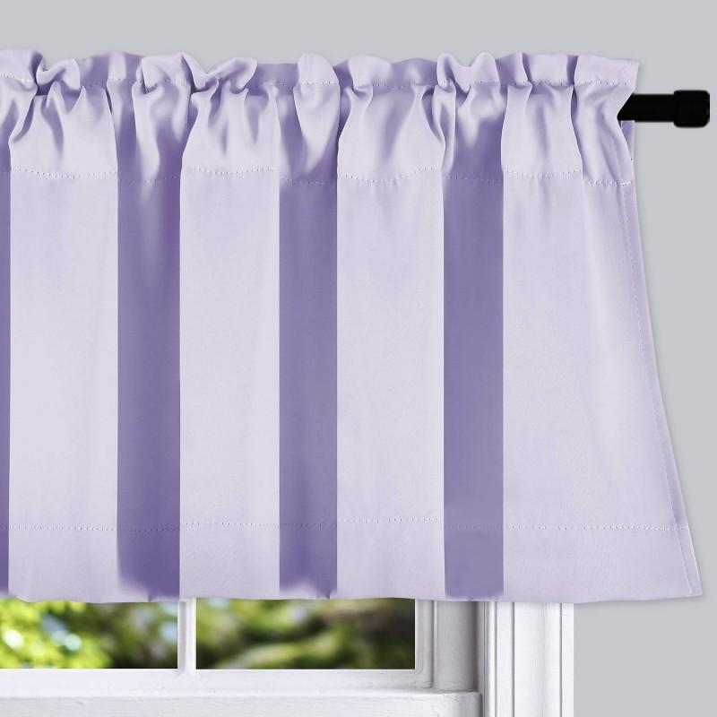 Light Purple Solid Color Sheer Curtain Panel Bedroom Kitchen Living Room Small Window Rod Hanging Blackout Valance