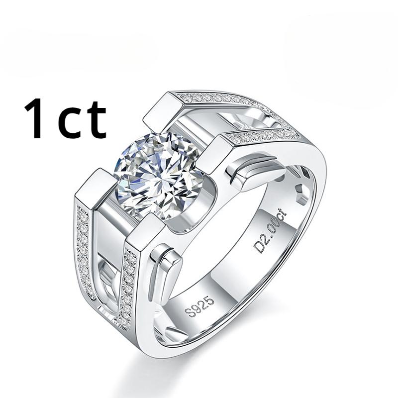 2ct D Цвет Муассанит Обручальное Кольцо Для Мужчин Стерлингового Серебра 925 пробы с Позолоченными 18 К Обручальные Кольца Изысканные Ювелирные Изделия