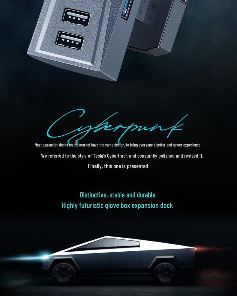 USB Hub Adapter for Tesla Model 3/Y Glove Box and Center Console Expansion