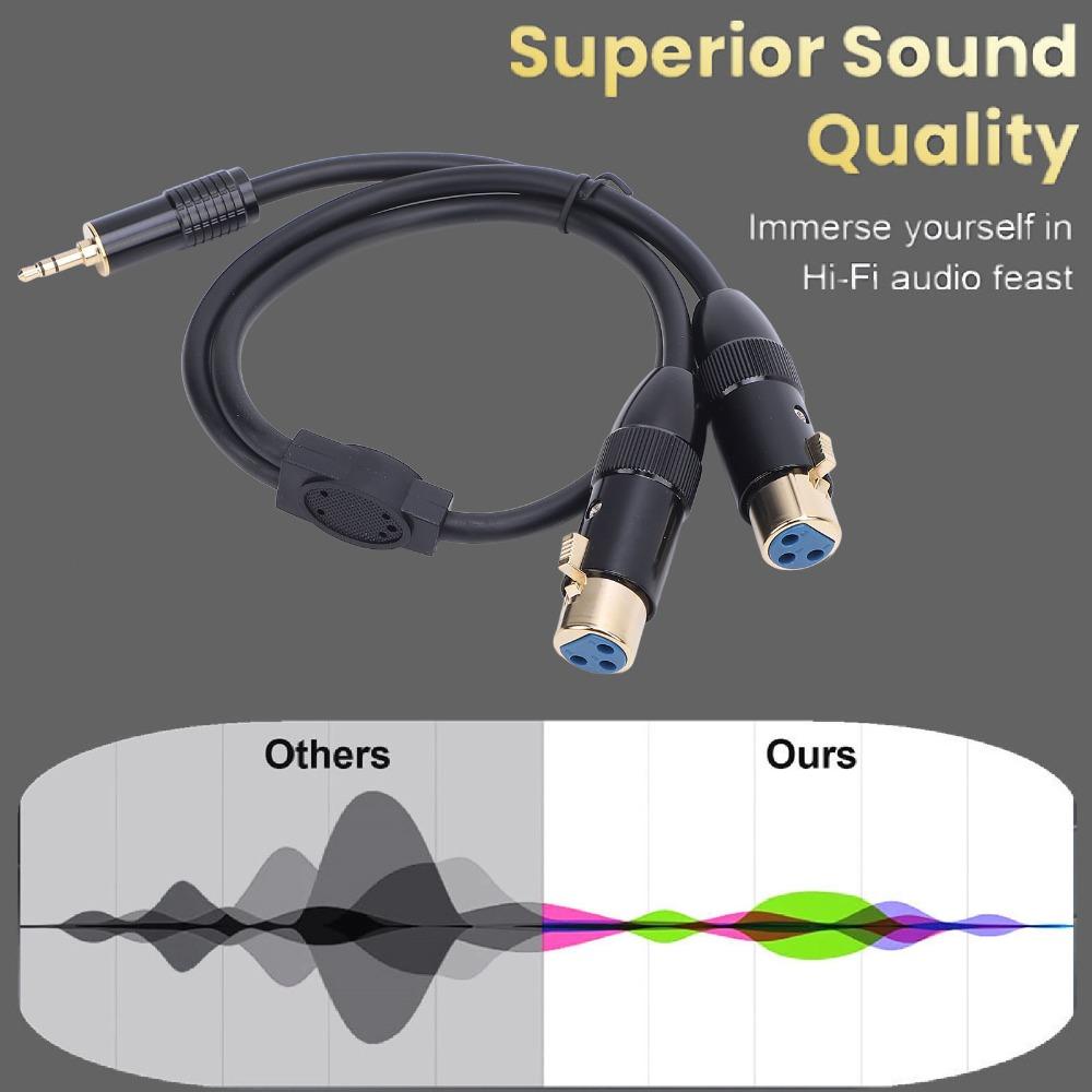 1/8in Jack 3.5mm for TRS Male To Dual XLR Female Cable Active Speaker Connection Cable Speakers