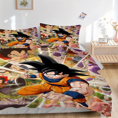 Постельное белье Dragon Ball Super Комплект Пододеяльник Подарок для Спальни, Включает 1 Пододеяльник и 2 Наволочки, Без НаполнителяB360