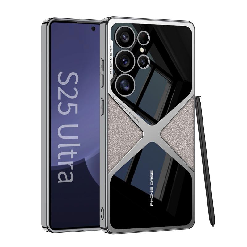 Чехол для мобильного телефона Samsung S25ultra Гальванизированный Однотонный Кожаный Ультразвуковой Ультратонкий Чехол S25ultra Защитный чехол от падений