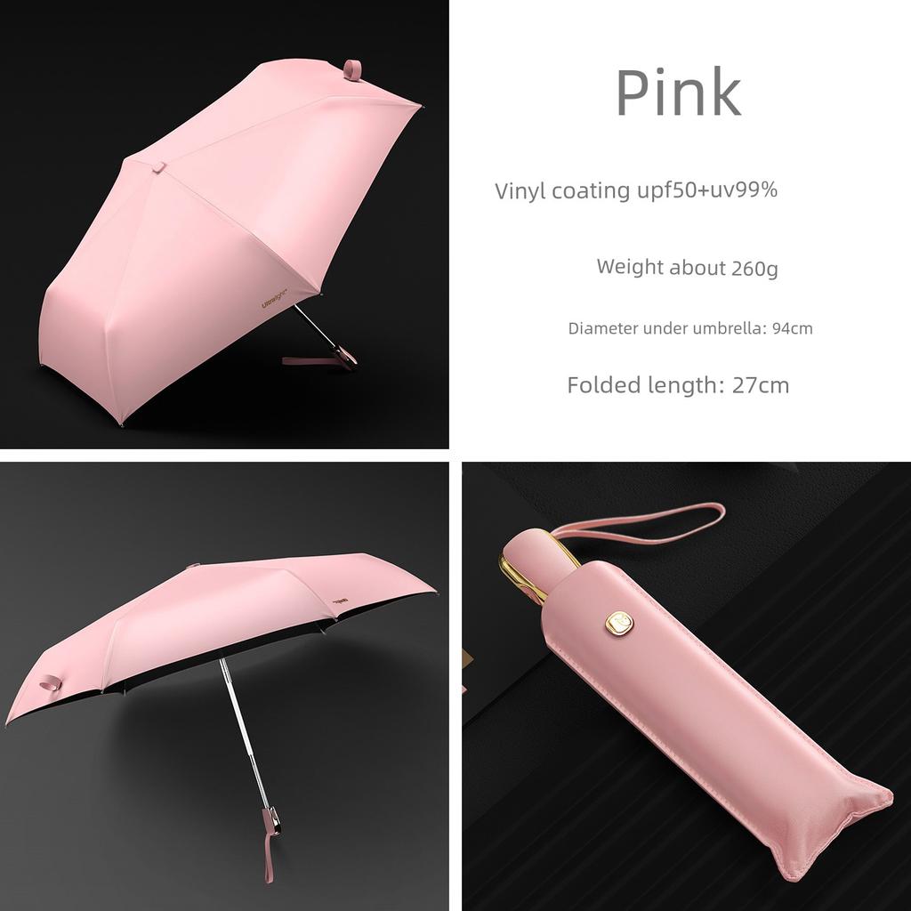 Ultra-Light Portable Umbrella for Women, Dual-Use for Sun and Rain, Fully Automatic Folding Black-Coated Sunshade Umbrella, Sun Protection and Uv