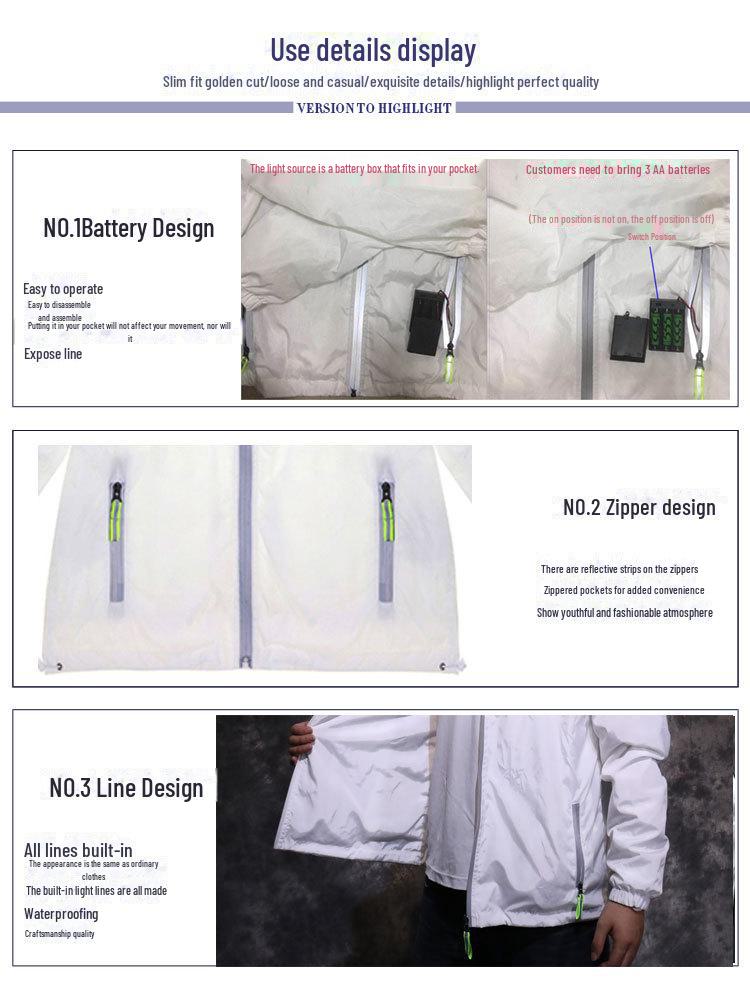 Куртка со светодиодной подсветкой для пар - можно стирать, идеально подходит для дискотек и музыкальных мероприятий