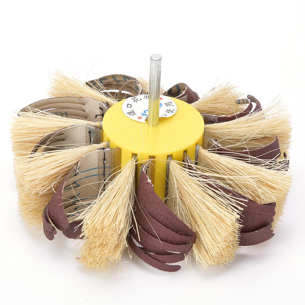 Sisal ing Wheel Manual Electric Drill Sisal Emery Cloth Polishing Wheel 6mm Shaft Mounted