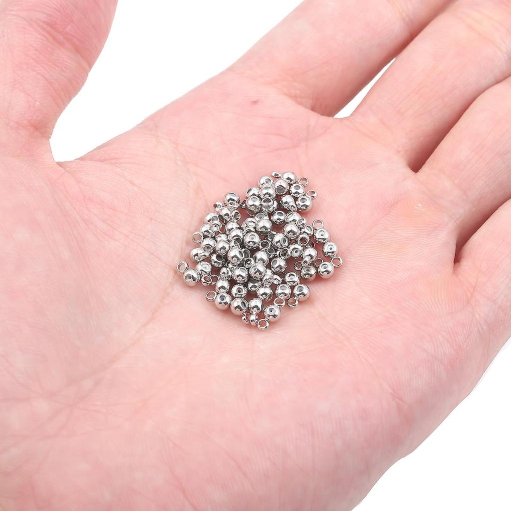 10 шт., бусины-слайдеры из нержавеющей стали, круглые бусины с резиновой прокладкой для изготовления ювелирных изделий, аксессуары