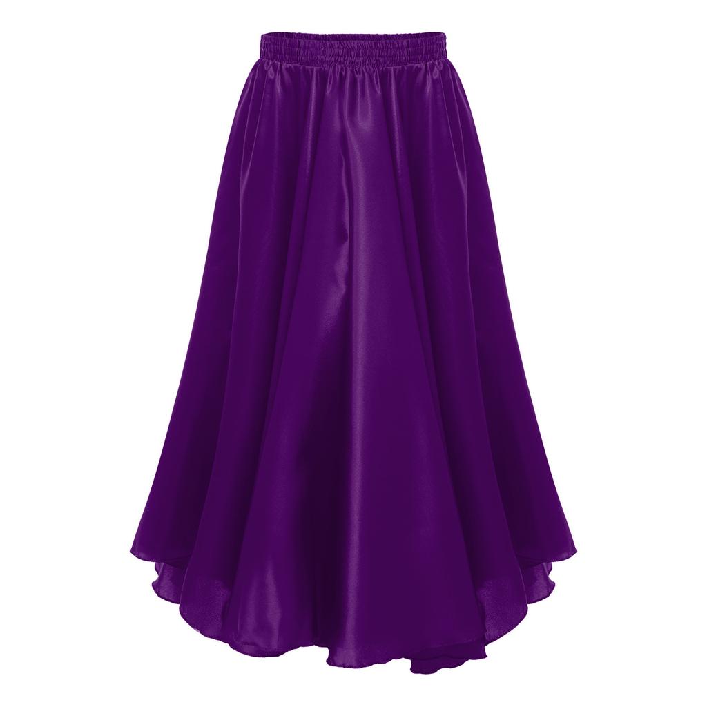 Kids Girls Stylish Dance Clothing Elastic Waistband Large Swing Loose Half-length Skirt