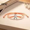 Support And Blessing Gift 2PCS Hand-woven Braided Bracelets with Metal Ribbon Pendant, Adjustable Cord Awareness Symbol Wrist Rope Wristbands,