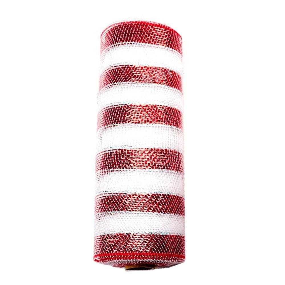 26 см x 10 ярдов DIY красно-белое украшение в виде леденца, рождественский венок, елка, полоски, сетка, материал для изготовления рождественского украшения