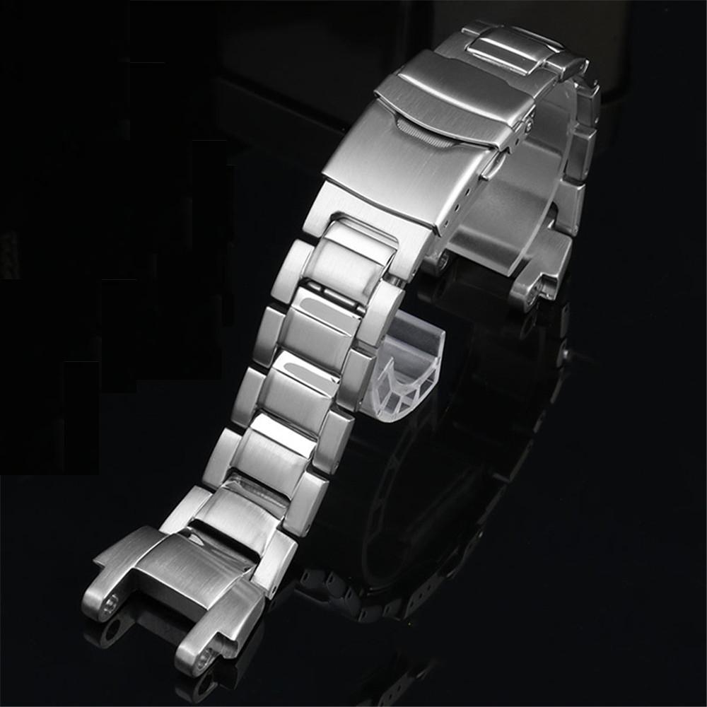 Ремешок для часов из нержавеющей стали для Casio MTG-B1000 Мужской Матовый Металл Черный Цельный Браслет Аксессуары