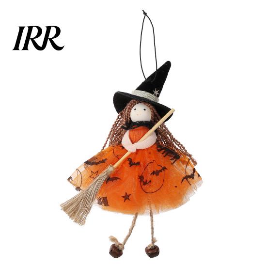 Halloween Party Decorations Witch Doll with Broom, Small Hanging Figurine Themed Gauze Skirt for Haunted House, Door Window Decor Cool Accessory