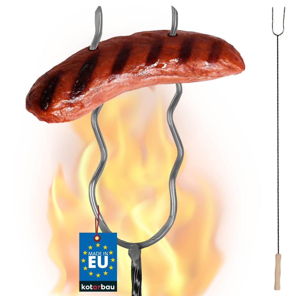 Kotarbau® Campfire Fork Grill Fork Double-Pronged Campfire Fork Wavy Stick For Sausage 100 Cm