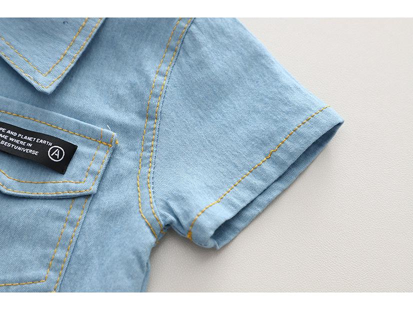 2024 Boys' Summer Lapel Short-Sleeve Shirt & Casual Pants Two-Piece Set