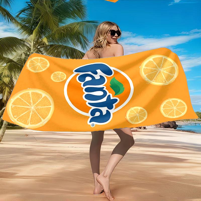 Пляжное полотенце Fanta Orange Refreshment, Быстросохнущее, Легко в уходе, Подходит как для занятий фитнесом, так и для пляжного отдыха, Спортивный незаменимый аксессуар
