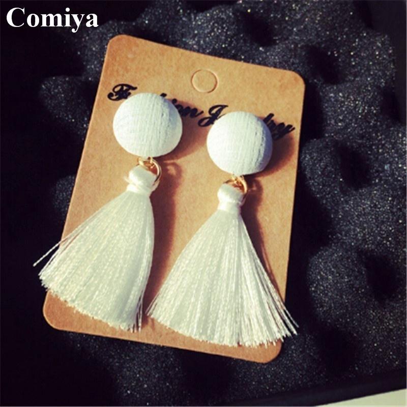 Модные круглые акриловые нити кисточки висячие серьги boucles d'oreille женщины