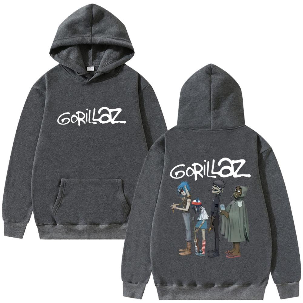 Альтернативная рок-группа Gorillaz Графический Худи Мужчины Женщины Хип-хоп Мода Уличная одежда Мужской Повседневный Свободный Флис Хлопок Худи